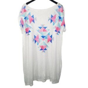 Enti Glamour White Geometric Tunic Dress Cover Up